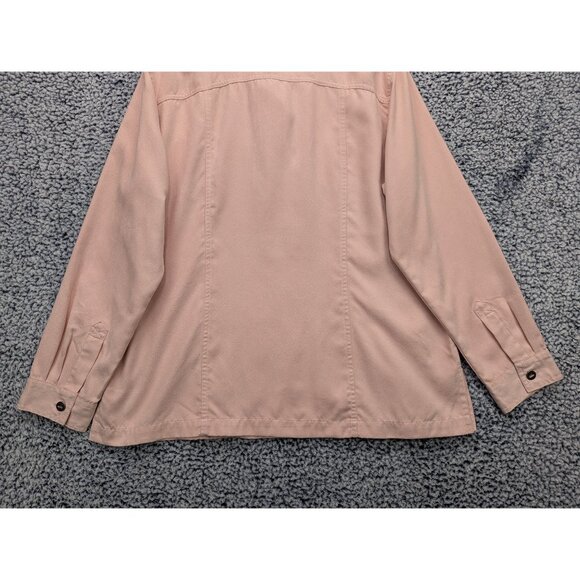Chicos Faux Suede Western Jacket Size Large / 2 Button Up Country Southwest Pink - Picture 7 of 10